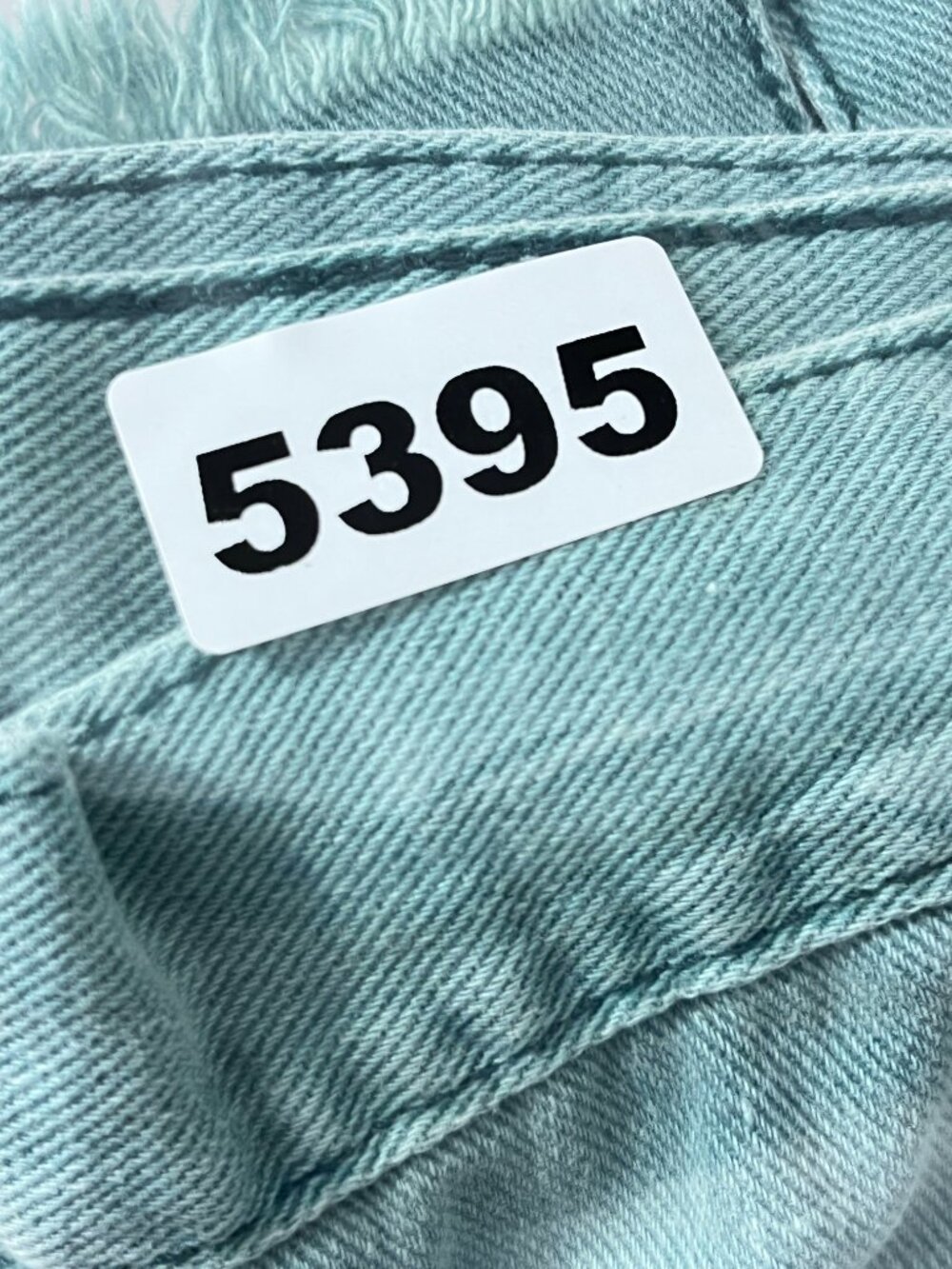 Free People Size 26 Green / Blue Denim Cutoff Shorts - Picture 7 of 8